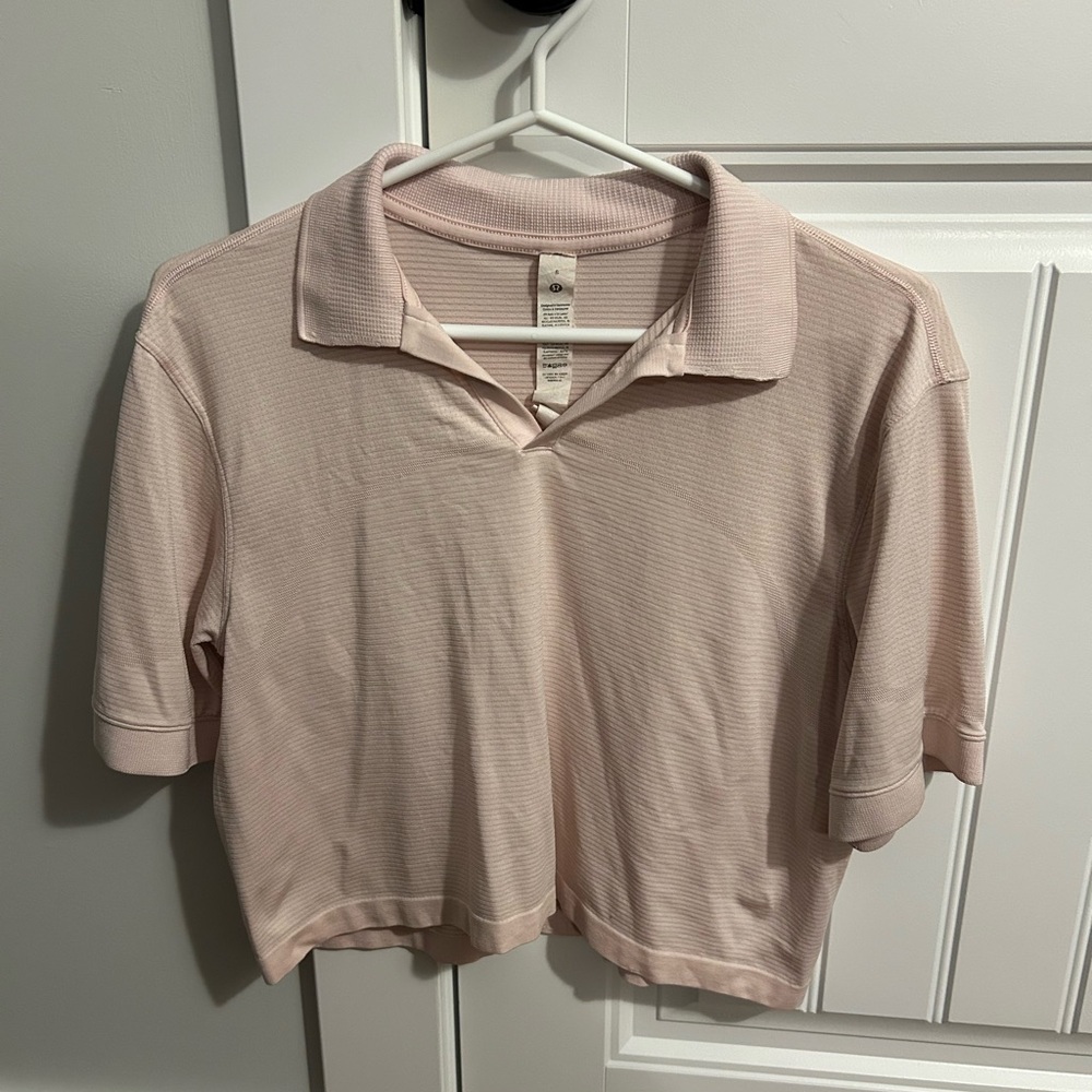 lululemon athletica Pale Pink Short Sleeve Polo Tee